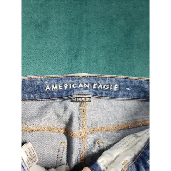 American Eagle Jeans Size 2 Womens Blue Stretch Distressed High Rise Jegging - Picture 3 of 14